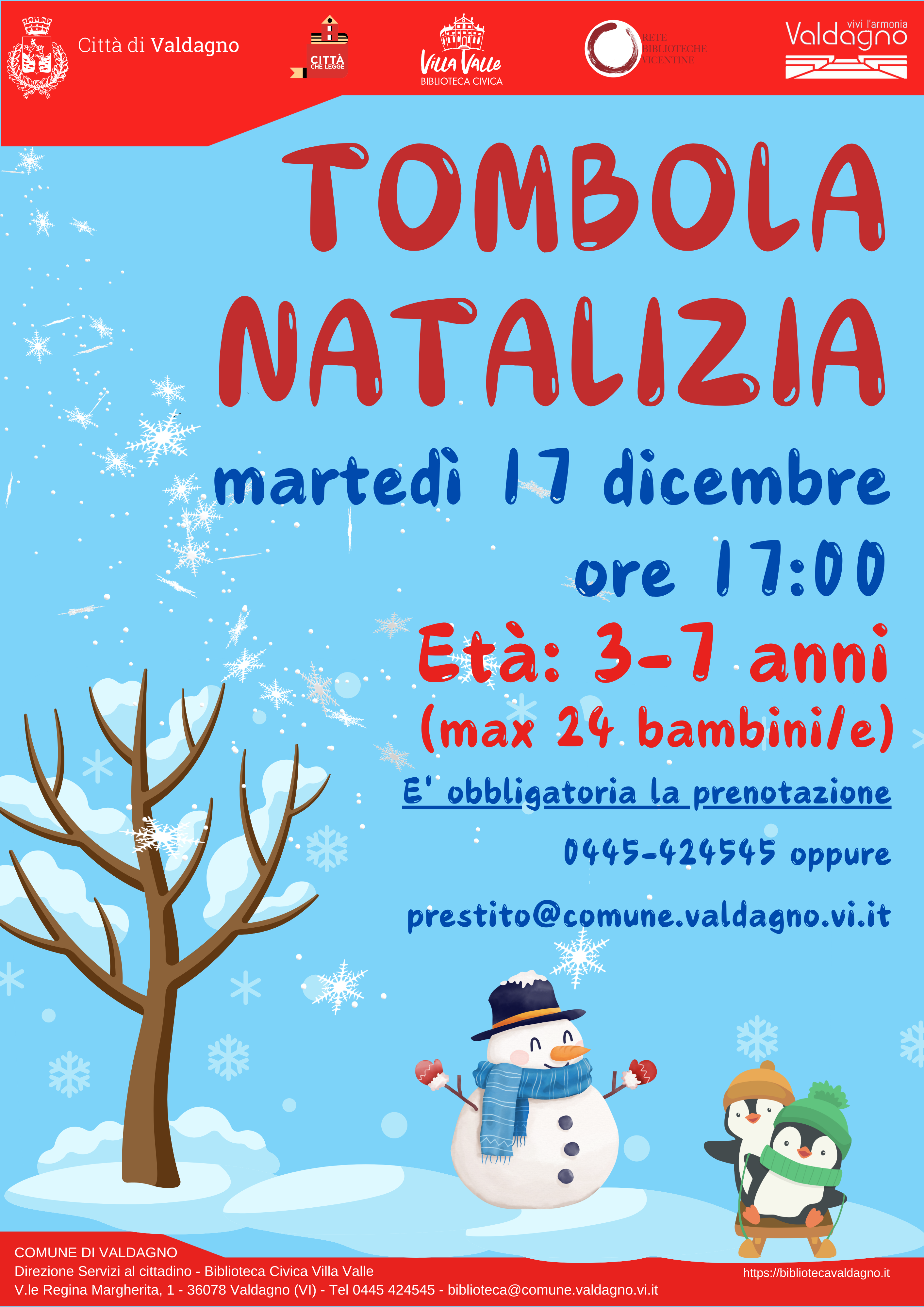 Tombola natalizia per bambini 3-7 anni